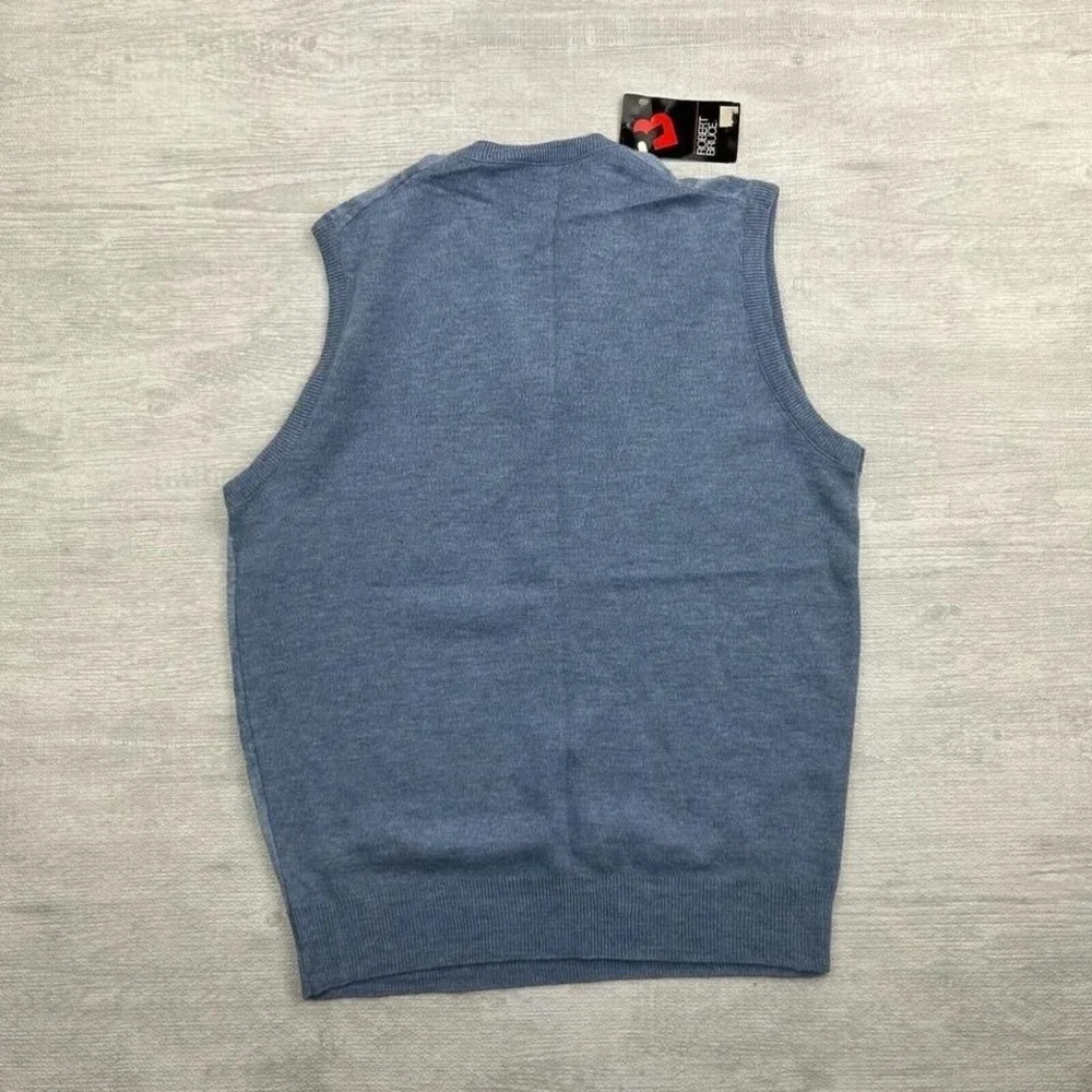 NWT Vintage 80s Robert Bruce Sweater Vest Mens‎ Large Blue Grandpa USA Made
